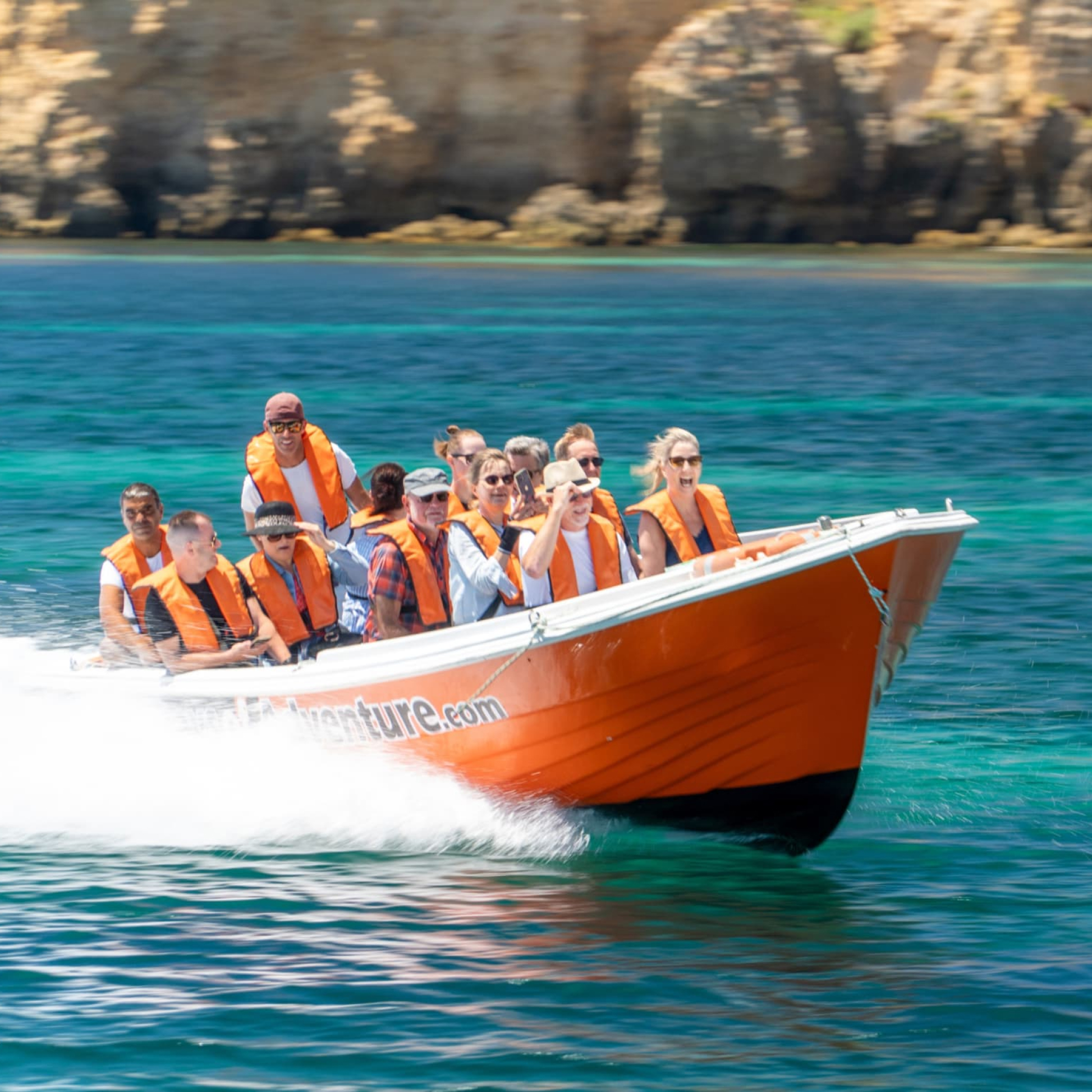 Scenic boat cruise near the cliffs of Lagos Portugal