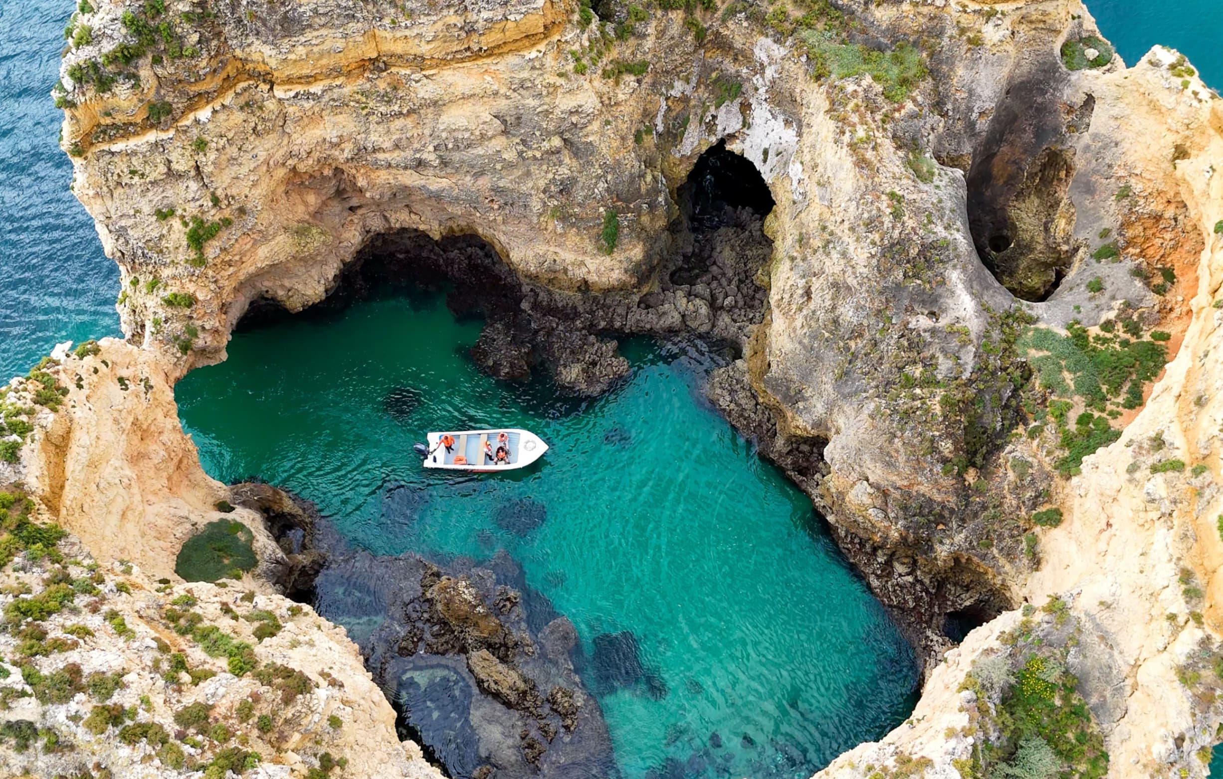 Rock formations and arches at Ponta da Piedade Algarve