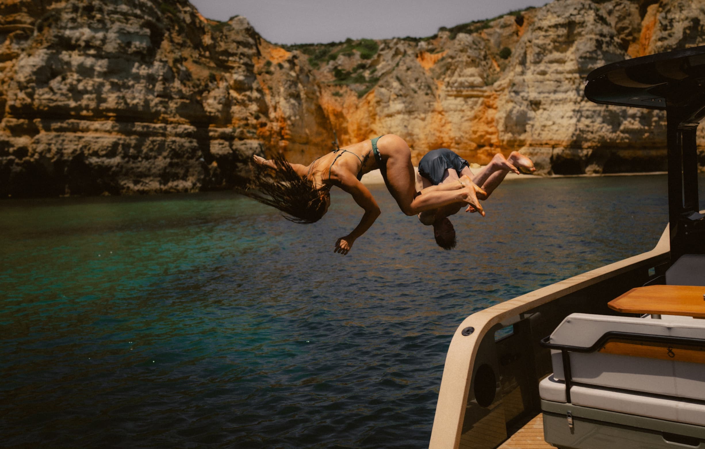 Silent electric boat tour exploring the Algarve coast